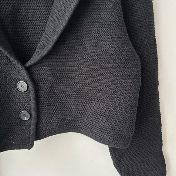 Anthropologie dh New York Crochet Cropped Sweater Blazer black net - Picture 10 of 15